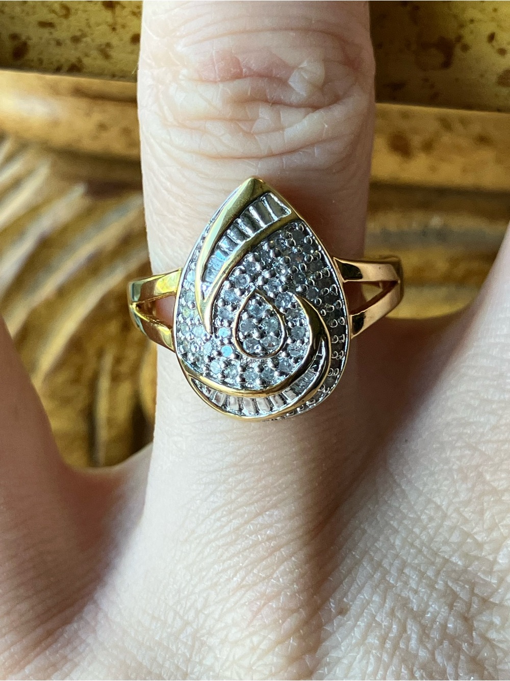 Natural White Diamond Sterling Silver Ring Size 7.75